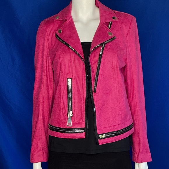 Joseph Ribkoff Vibrant Pink Leather Jacket - Picture 1 of 3